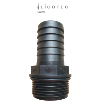 BUCCHI PP hose connector (1 1/4" male / hose 32mm / o-ring)