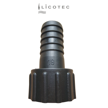 BUCCHI PP hose connector movable ring nut (3/4" female / hose 19mm / EPDM)
