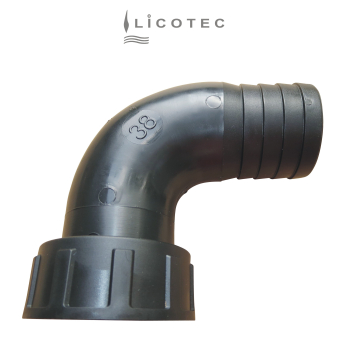 BUCCHI PP-Überwurf-Winkel-Schlauchtülle (90° / 1 1/2" IG / Schlauch 38mm / EPDM)