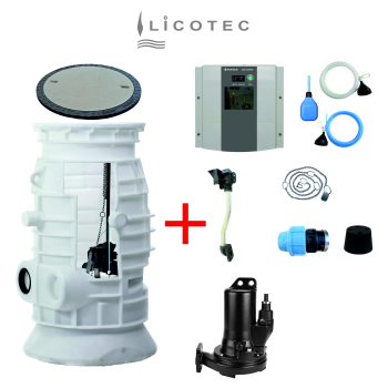 JUNG PUMPEN SET Einzel-Pumpstation Druckentwässerung "PKS-B 800 / MultiCut 20/2 M plus EX / BasicLogo" (komplett / MIT Schacht)