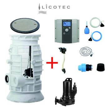 JUNG PUMPEN SET Einzel-Pumpstation Druckentwässerung "PKS-B 800 / MultiCut 20/2 M plus EX / HighLogo" (komplett / MIT Schacht)