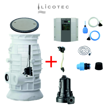 JUNG PUMPEN SET Einzel-Pumpstation Druckentwässerung "PKS-B 800 / MultiCut 36/2 M EX / BasicLogo" (komplett / MIT Schacht)