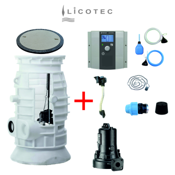 JUNG PUMPEN SET Einzel-Pumpstation Druckentwässerung "PKS-B 800 / MultiCut 35/2 M EX / HighLogo" (komplett / MIT Schacht)