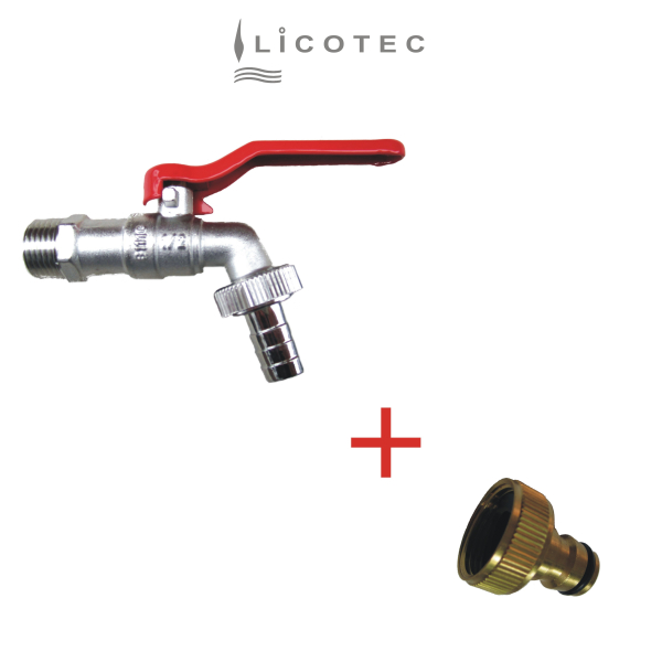 LICOTEC SET Kugelauslaufhahn Stecksystem (1/2" AG / GARDENA kompatibel 1/2")