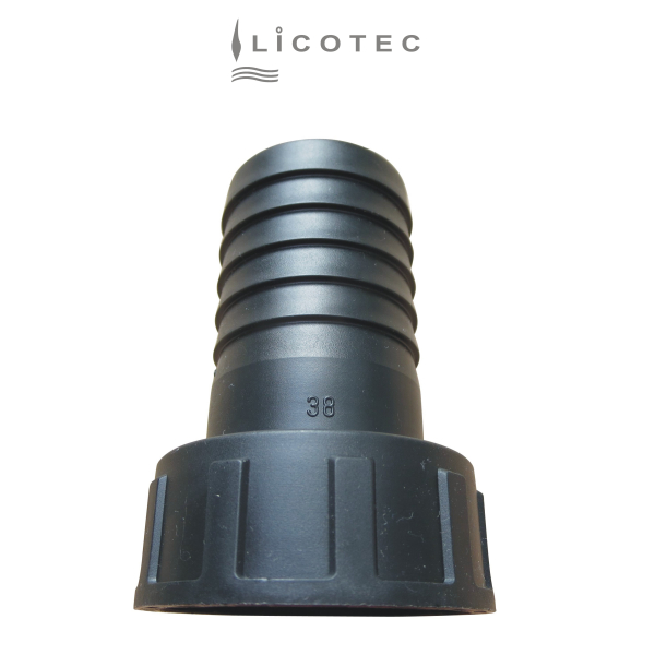 BUCCHI PP hose connector movable ring nut (1 1/2" female / hose 38mm / EPDM)