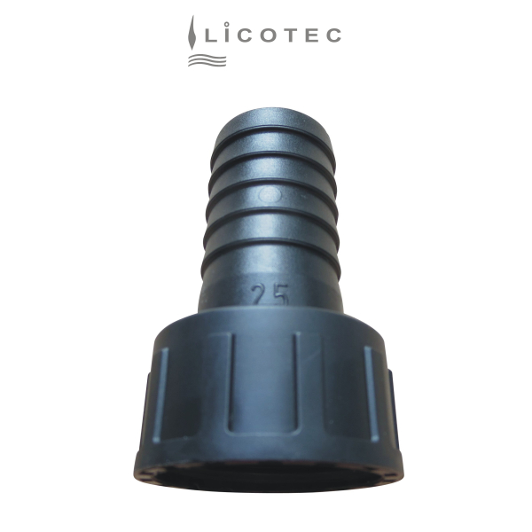 BUCCHI PP-Überwurf-Schlauchtülle (1" IG / Schlauch 25mm / EPDM)