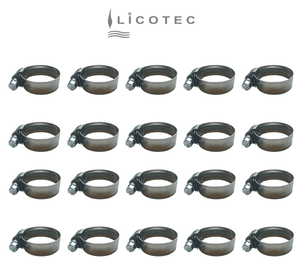 LICOTEC hose band clamp stainless steel (20 pieces / W4 / 20-32mm / 3/4" - 1")
