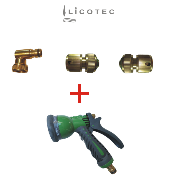 LICOTEC SET Stecksystem Winkel "Brause" Messing (GARDENA kompatibel 1/2")