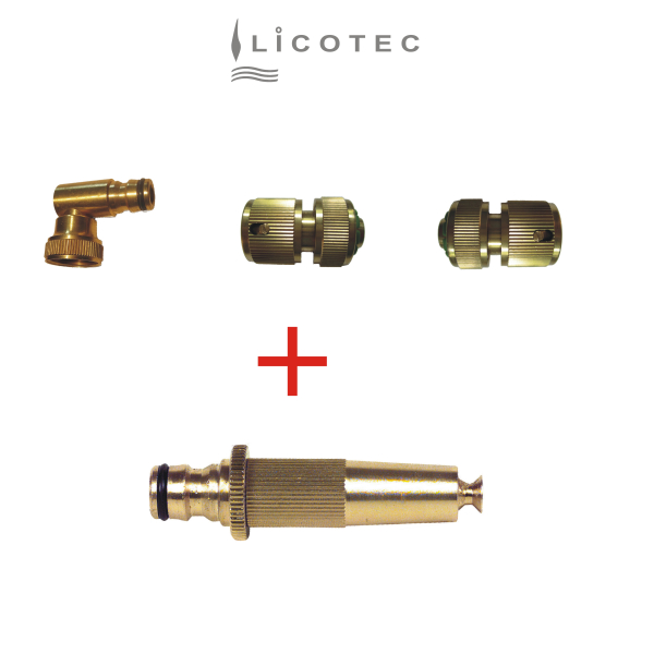 LICOTEC KIT quick connector set angled "Nozzle" brass (GARDENA compatible 1/2")