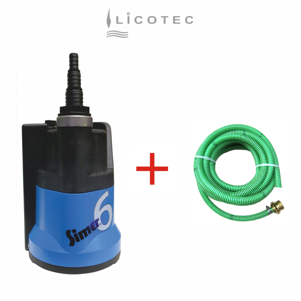 JUNG PUMPEN SET "Simer 6S" Flachsaugpumpe (10m Leitung / MIT Steuerung / Schlauch 5m)